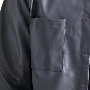 Veste chemise en cuir PU gris pour homme sur mesure – Surchemise en similicuir de haute qualité – Fabricant de vêtements de mode OEM - Product Image 4