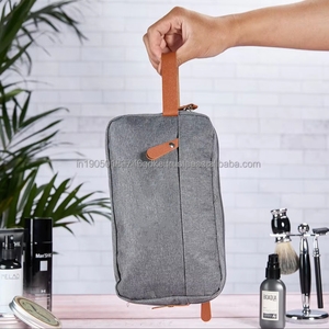 Custom Logo Large Canvas Leather <b>Toiletry</b> Bag Portable for Daily Use Travel Convenient Outdoor Cosmetic Bag Private Label - Product Image 4