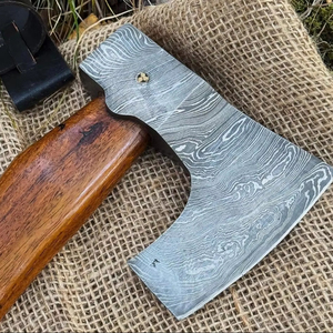 Hand-Forged Damascus <b>Axe</b> - 16" Professional Bushcraft <b>Axe</b>, Full Tang Blade with Leather Grip, Ideal for Outdoor work and Gifts - Product Image 3
