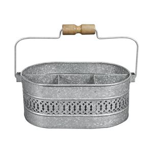 Porte-ustensiles en métal galvanisé de qualité supérieure avec poignée en bois, organiseur de couverts pour le comptoir de cuisine, support à couverts - Product Image 1