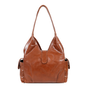 Sac à bandoulière en cuir souple, sac hobo marron cognac, sac à main minimaliste pour tous les jours - Product Image 2