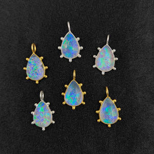 925 Sterling Silver DIY Jewelry Fancy Bezel Set Fire Opal Gemstone Pendant With Gold <b>Vermeil</b> Handmade Synthetic Opal Charms - Product Image 5