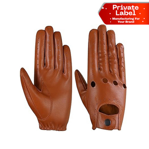Gants de conduite professionnels en cuir véritable pour automobilistes – Gants de conduite en cuir style urbain à doigts complets - Product Image 1