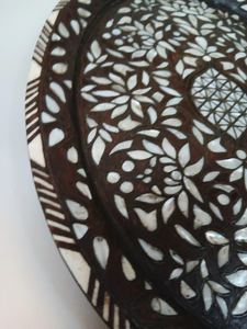 Vintage Mother Pearl Oval Storage Serving <b>Tray</b> Handcrafted Floral Mosaic Decorative Platter Coffee <b>Table</b> Belladec BI-WT98 - Product Image 5