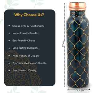 Moroccan Pattern Copper Water <b>Bottle</b> Blue Designer Metal Drink <b>Bottle</b> Elegant Reusable <b>Flask</b> OEM ODM Bulk Supplier - Product Image 2