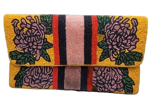 Pochette de soirée vintage en perles colorées, broderie perlée, sac à main tendance fait main - Product Image 4