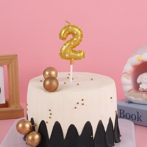 TOOWIN Decoraciones para Pastel de Cumpleaños y Día de San Valentín, Globo Dorado, Vela con Número para Primer Cumpleaños - Product Image 4