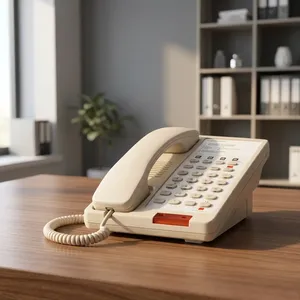 Teléfono de Escritorio de Plástico Beige con Auricular con Cable y Teclado Numérico para Uso en Oficina - Product Image 6