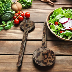 Indian Factory-<b>Burned</b> <b>Wooden</b> Designer Tableware Salad Server Spoons Home Restaurant Flatware Dinnerware Stylish Salad <b>Tools</b> - Product Image 1