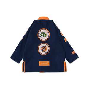 Ensemble Kimono de Jiu-Jitsu Officiel Gracie Barra Bleu Marine Storm, Modèles Single, Double et Pearl Wave, Tenue de Compétition Complète GI Bleue - Product Image 3