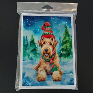 Whimsical Airedale Terrier Tarjetas de felicitación de Navidad Paquete de 8 tarjetas de nota en blanco con sobres A7 Tamaño 5x7 - Product Image 3