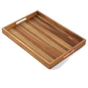 Bandeja de Servicio Rectangular de Madera Maciza Premium con Acabado Natural para Restaurantes, Hoteles y Hogares, Ideal para Servir Aperitivos y Té, Venta al por Mayor - Product Image 1