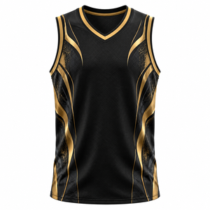Maillot de basketball sans manches pour homme, grande taille, col en V, respirant, léger, antibactérien, séchage rapide, maille haute performance, design sublimé - Product Image 2