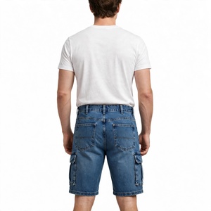 Shorts Bermuda en jean délavé pour homme, taille mi-haute, braguette zippée, style décontracté, poches, 100% coton tissé, écologique, respirant BD - Product Image 3