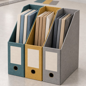 Boîte de rangement pour documents en papier, organiseur de dossiers, support de rangement incliné avec panneau pour étiquettes, pour le bureau et la maison - Product Image 1