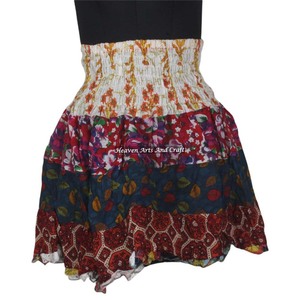 New Designer And Stylish Sari Cotton Mini Patch Work <b>Skirt</b> Boho Style Women Cotton Patch Work 20 Inch Boho Stylish Multi Color - Product Image 5