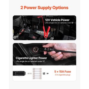 Martinetto Elettrico per Auto 5 Tonnellate/11000 Libbre con Gonfiatore Integrato 12V per Sostituzione Pneumatici e Manutenzione Veicoli - Product Image 6