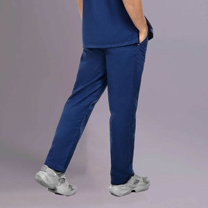 Ensemble de blouses médicales bleues pour hommes en coton et polyester tissé, pantalon et haut à col en V avec poches, pantalon de jogging pour l'hôpital en hiver - Product Image 3