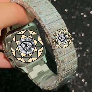 Reloj de Cuarzo Iced Out con Esfera Cuadrada, Pulsera de Cristal, Bisel y Diseño Esqueletizado en Tono Dorado, Ideal para Regalo - Product Image 2