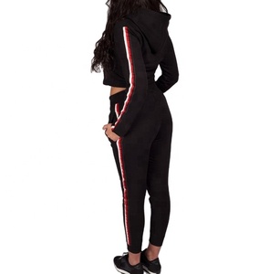 Sweat-shirt rayé et de haute qualité pour femmes, ensemble féminin avec pantalon de jogging assorti, 2 pièces - Product Image 2