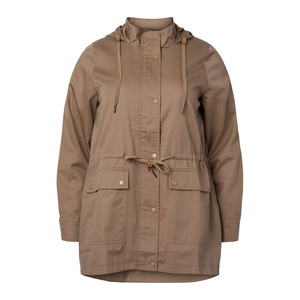 Chaqueta Parka con Capucha para Mujer, Manga Larga, Color Sólido, Impermeable, Tejido de Poliéster, para Otoño, Cierre con Botones, Largo Regular - Product Image 4