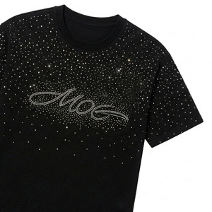 เสื้อยืดผู้ชายคุณภาพสูงทรงหลวมประดับเพชรแบบกระจาย ดีไซน์พิเศษ ขนาดใหญ่พิเศษ ผ้าฝ้าย สตรีทแวร์ รับผลิตตามสั่ง ขายส่ง - Product Image 4