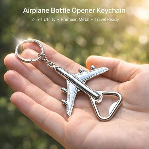 Llavero Abridor de Botellas con Forma de Avión, Hecho a Mano en Metal, Recuerdo de Aviación, 2 en 1, para Viajeros - Product Image 1