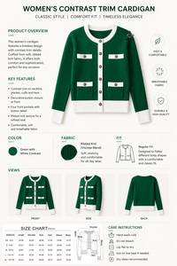 HMR เสื้อสเวตเตอร์ถักมีกระดุมแบบถักสำหรับสตรีในมหาวิทยาลัย - Product Image 6