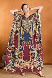 Hot Sale Designer Turkish Style <b>Kaftan</b> Kurta Women Polyester Handmade Batwing Sleeves Regular Fit Flared Hem Midi Spring Autumn - Product Image 6