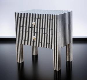 Mesa de Cajones con Incrustaciones de Hueso de ILAHI, Diseño Moderno con Detalles de Ágata, Almacenamiento de Tres Niveles, Mueble Portátil para el Hogar - Product Image 6