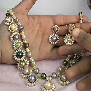 Imitation <b>Pearl</b> <b>Necklace</b> <b>Set</b> Multicolor <b>Pearl</b> Jewelry <b>Set</b> Women Party <b>Necklace</b> Earrings Wholesale - Product Image 3