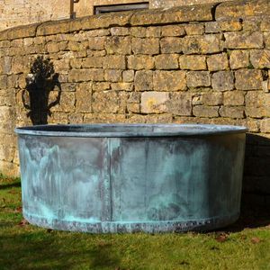 Hot Selling Round Copper Bathtub Outdoor Rustic Style Freestanding <b>Garden</b> Soaking <b>Tub</b> Blue Patina Finish <b>Garden</b> Planters - Product Image 5