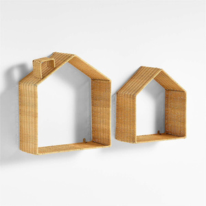 Étagère murale minimaliste en rotin moderne pour chambre d'enfant, rangement et décoration intérieure - Product Image 1