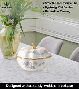 Tazón de Dulces de Porcelana Fina con Diseño Floral, Detalles en Dorado y Elegante Tapa con Asa Dorada - Product Image 5