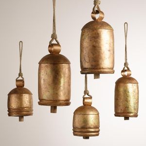 Rustic Copper Christmas <b>Bells</b> Wholesale Vintage Metal Embossed <b>Cow</b> <b>Bell</b> With Jute Rope Handle Antique Holiday Hanging Ornament - Product Image 5