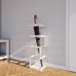 Porte-parapluie géométrique moderne en métal finition bleue pour l'entrée, décoration intérieure, rangement élégant et intérieur contemporain - Product Image 4