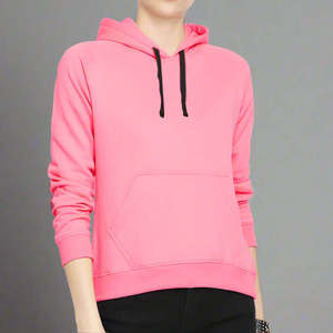 Sudadera con Capucha Rosa para Mujer, Color Sólido, Manga Larga, Tejido de Punto, Algodón, Estilo Casual, para Otoño - Product Image 5