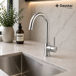 Évier de cuisine rectangulaire Daystar Trade moderne en acier inoxydable 304 à cuve unique, à encastrer sous plan, surface brossée, avec robinet fait main - Product Image 3