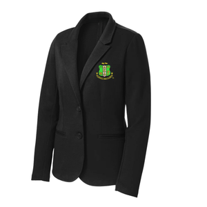 Blazer Negro AKA Casual Crest para Mujer, Chaqueta Formal de Negocios Bordada, Abrigo de Oficina a Medida de Manga Larga - Product Image 1