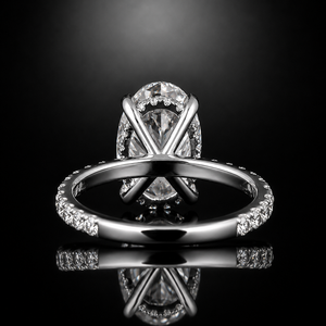 Anillo de Compromiso con Diamante de Corte Ovalado de 3 Quilates, Banda de Oro Blanco Sólido de 14K con Diamantes Laterales, Certificado IGI, Joyería Clásica para Mujer - Product Image 4