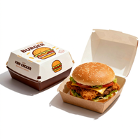 Boîte à hamburger en carton kraft imprimée sur mesure, résistante à la graisse, pour repas combinés, restauration rapide, à emporter, emballage de déjeuner, type coquille