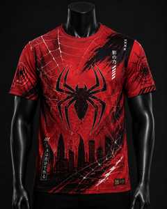 เสื้อยืดกราฟิกที่ได้แรงบันดาลใจจากซูเปอร์ฮีโร่เว็บฮีโร่เสื้อยืดสตรีทแวร์ผ้าฝ้ายพรีเมี่ยม - Product Image 1