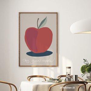 Décoration murale de Noël, affiche minimaliste avec illustration de pomme rouge, impression artistique scandinave pour cuisine et salle à manger - Product Image 3