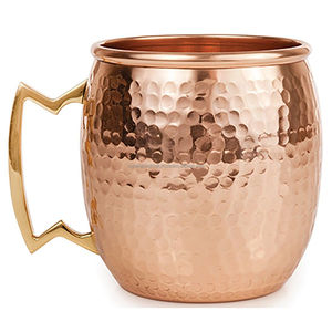 Tasses élégantes en cuivre New Look pour les cadeaux avec des poignées ergonomiques et des motifs martelés pour une touche élégante - Product Image 3