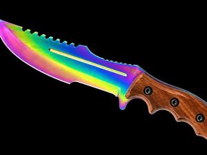 Cuchillo de caza con punta curva y revestimiento arcoíris, mango de madera, hoja de acero inoxidable con borde dentado, hecho a mano y personalizado - Product Image 2