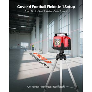 Kit Livella Laser Rotante Autolivellante a 360 Gradi da 1650ft con Telecomando, Scala, Treppiede, Ricevitore e Trasmissione Laser Rossa Orizzontale - Product Image 4