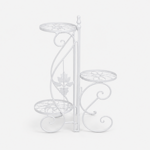 Soporte de Metal Blanco de 3 Niveles para Plantas Decorativas, Estante Redondo para Macetas, Estante de Jardín Interior para Exhibición en el Hogar o Balcón - Product Image 1