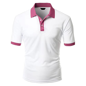 Chemise Homme Blanche Unie à Col et Poignets Jaunes, Manches Courtes, Décontractée, en Coton Tricoté, Tissu Oxford Respirant - Product Image 3