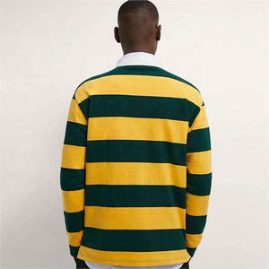 Polo de Alta Calidad para Hombre con Logotipo Personalizado, Polo Transpirable de Rayas Oversize, Polo Casual de Manga Larga de Algodón para Invierno - Product Image 4