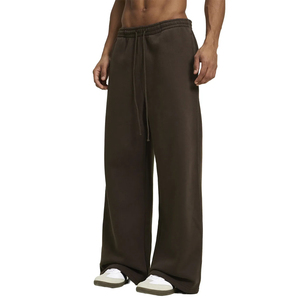 2026 Custom Sweatpants Brown Color Drawstring Waist Wide Leg Long Pants 100%Cotton Blends Heavy <b>Weight</b> <b>Blank</b> Sororities for Men - Product Image 2